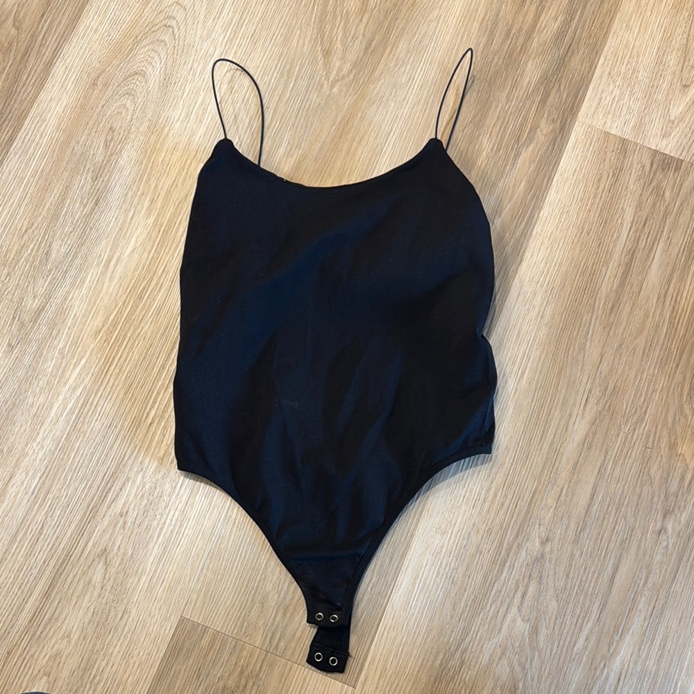 Free people dainty Black Spaghetti Strap Bodysuit